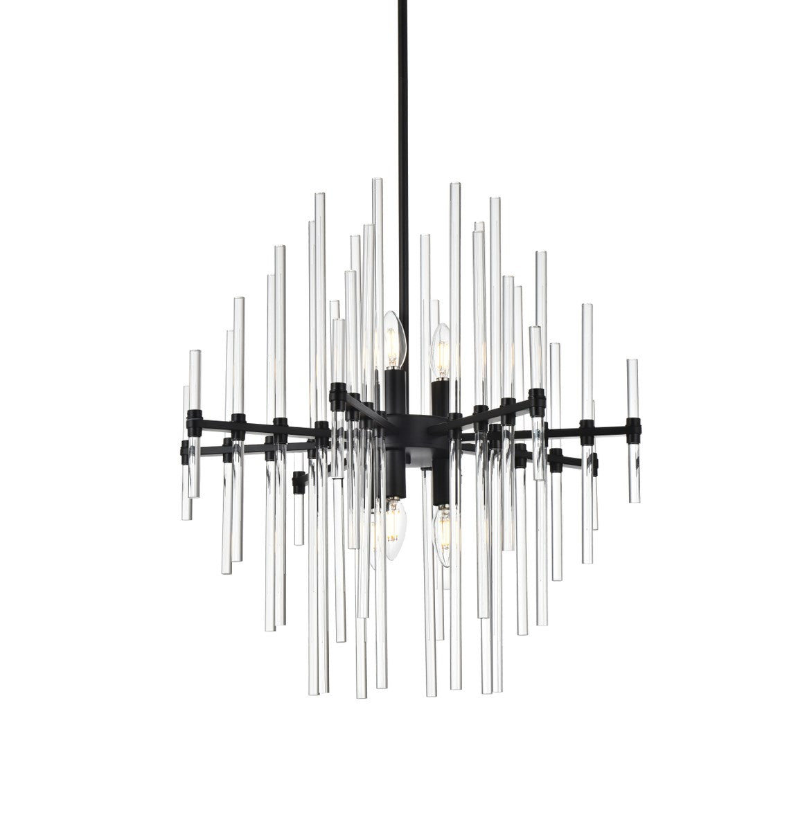 23 Inch Crystal Rod Pendant In Black