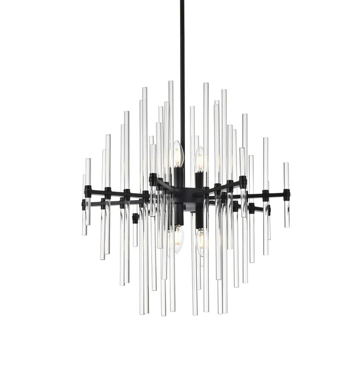 23 Inch Crystal Rod Pendant In Black