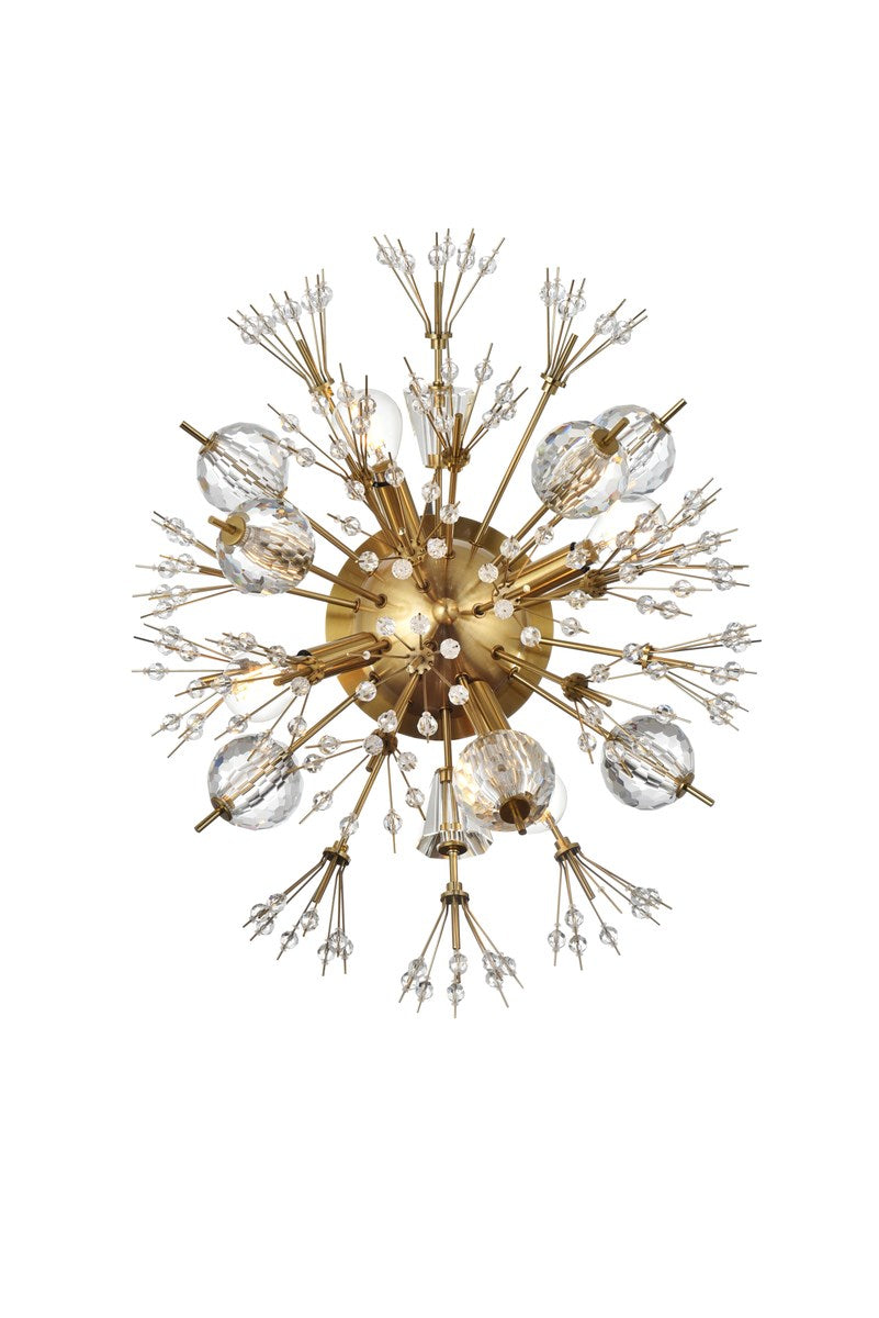 19 Inch Crystal Starburst Wall Sconce In Gold by Elegant Lighting
