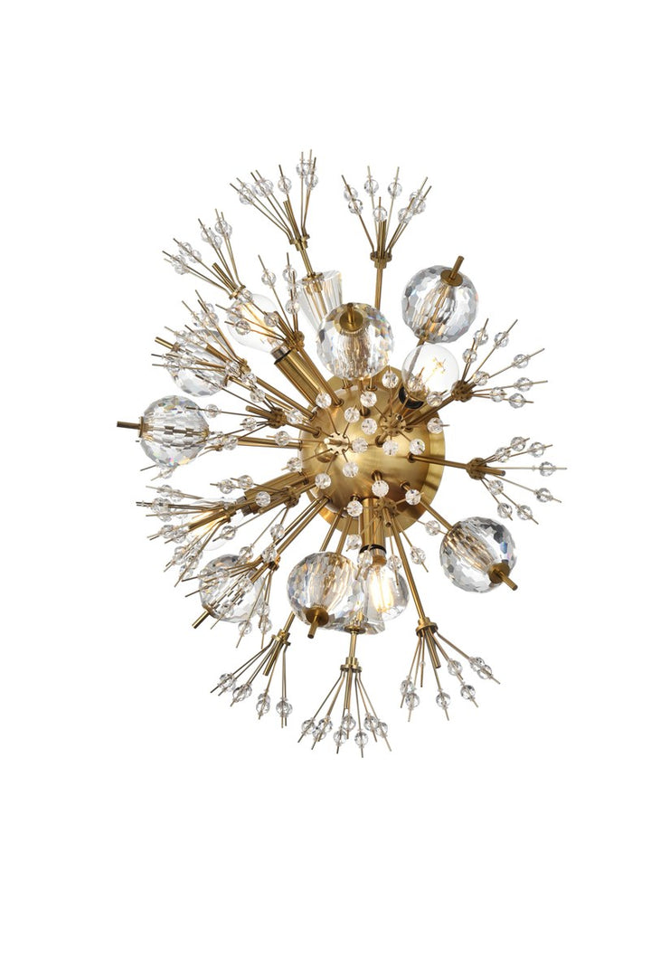 19 Inch Crystal Starburst Wall Sconce In Gold