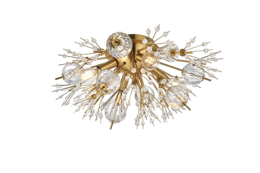 19 Inch Crystal Starburst Wall Sconce In Gold