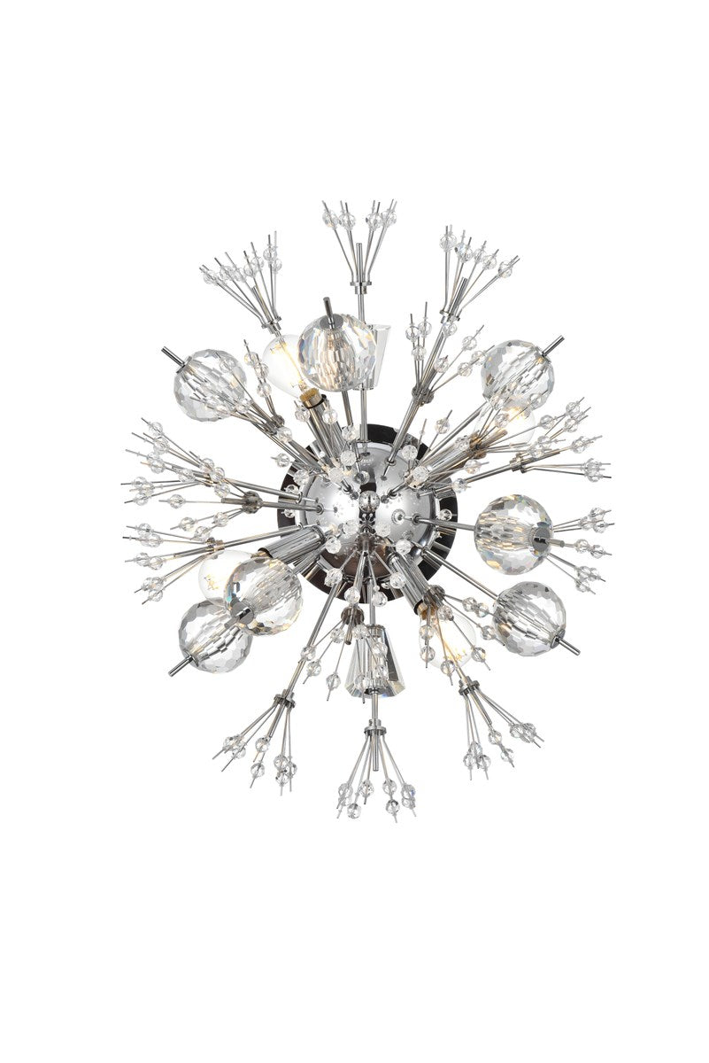 19 Inch Crystal Starburst Wall Sconce In Chrome by Elegant Lighting