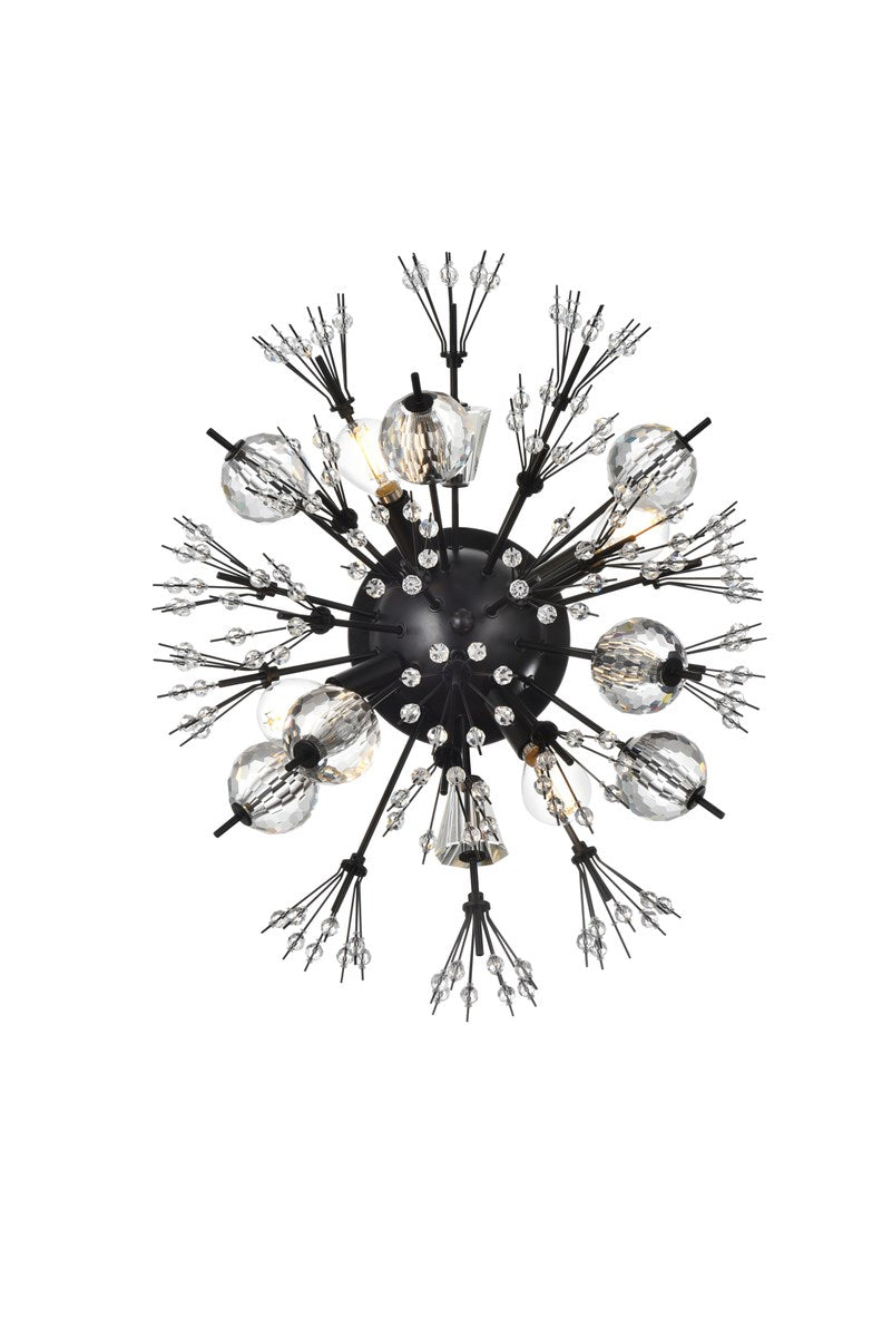 19 Inch Crystal Starburst Wall Sconce In Black by Elegant Lighting