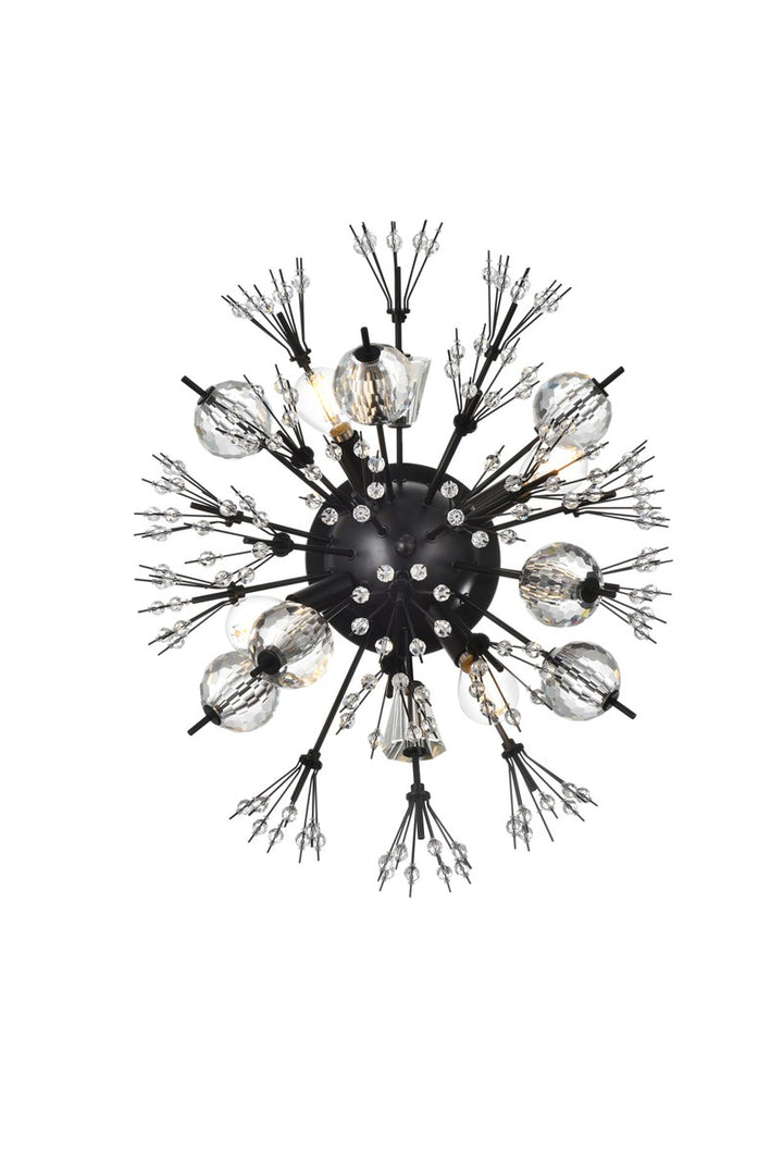 19 Inch Crystal Starburst Wall Sconce In Black by Elegant Lighting
