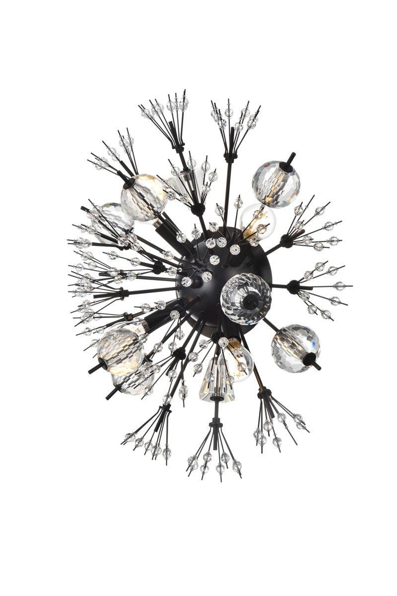 19 Inch Crystal Starburst Wall Sconce In Black