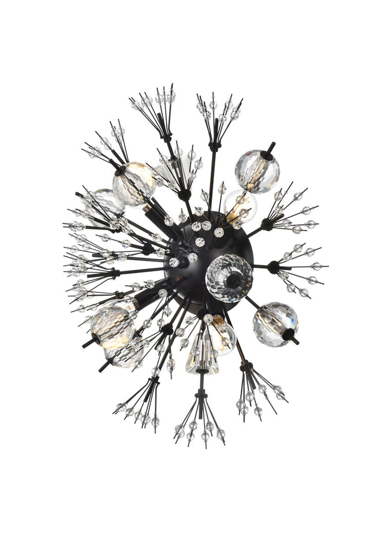 19 Inch Crystal Starburst Wall Sconce In Black