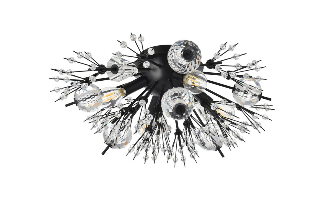 19 Inch Crystal Starburst Wall Sconce In Black