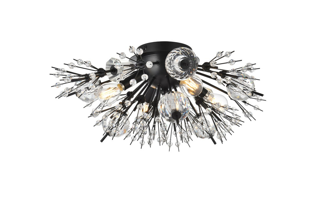 19 Inch Crystal Starburst Wall Sconce In Black