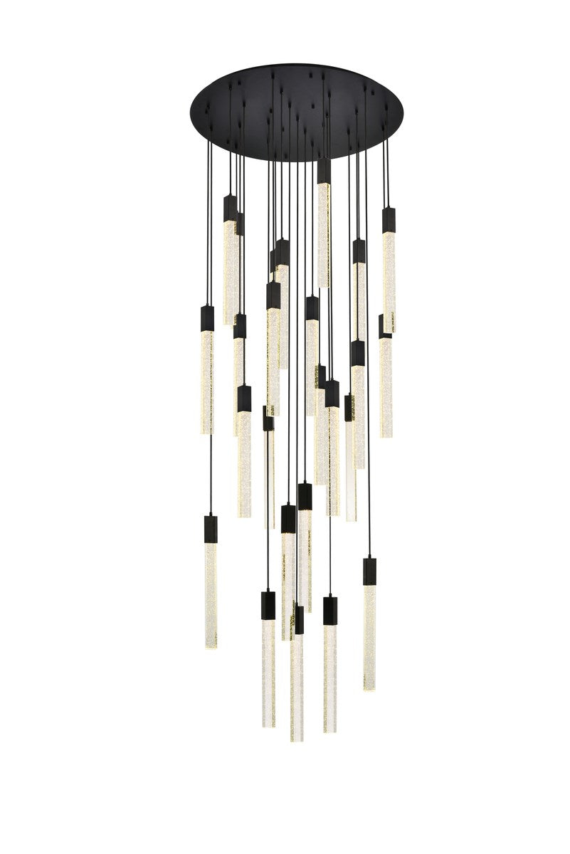 25 Lights Pendant In Black by Elegant Lighting