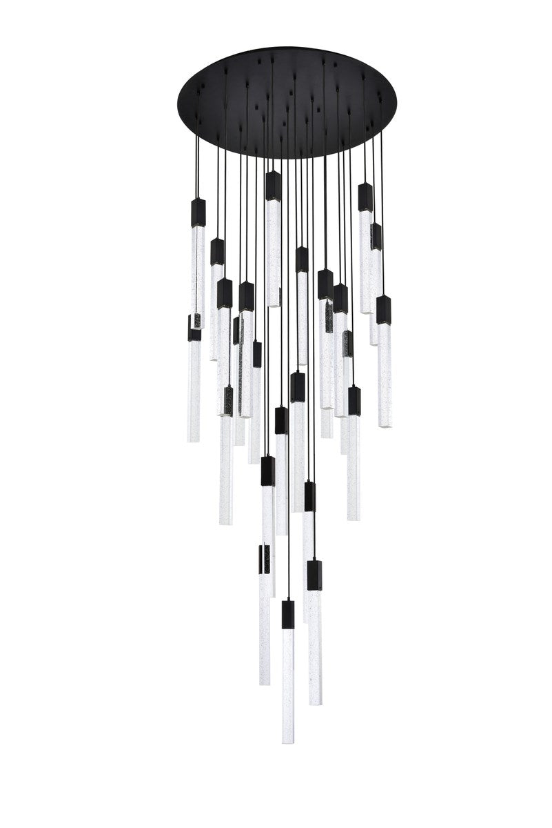 25 Lights Pendant In Black