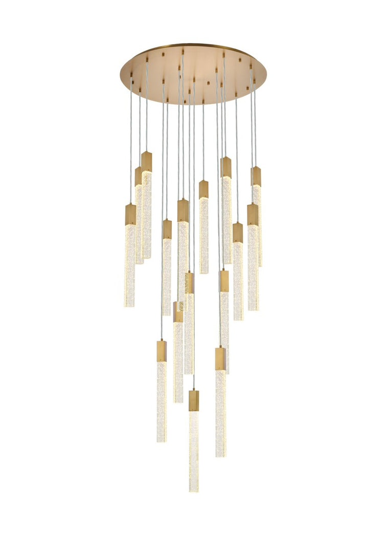 16 Lights Pendant In Satin Gold by Elegant Lighting