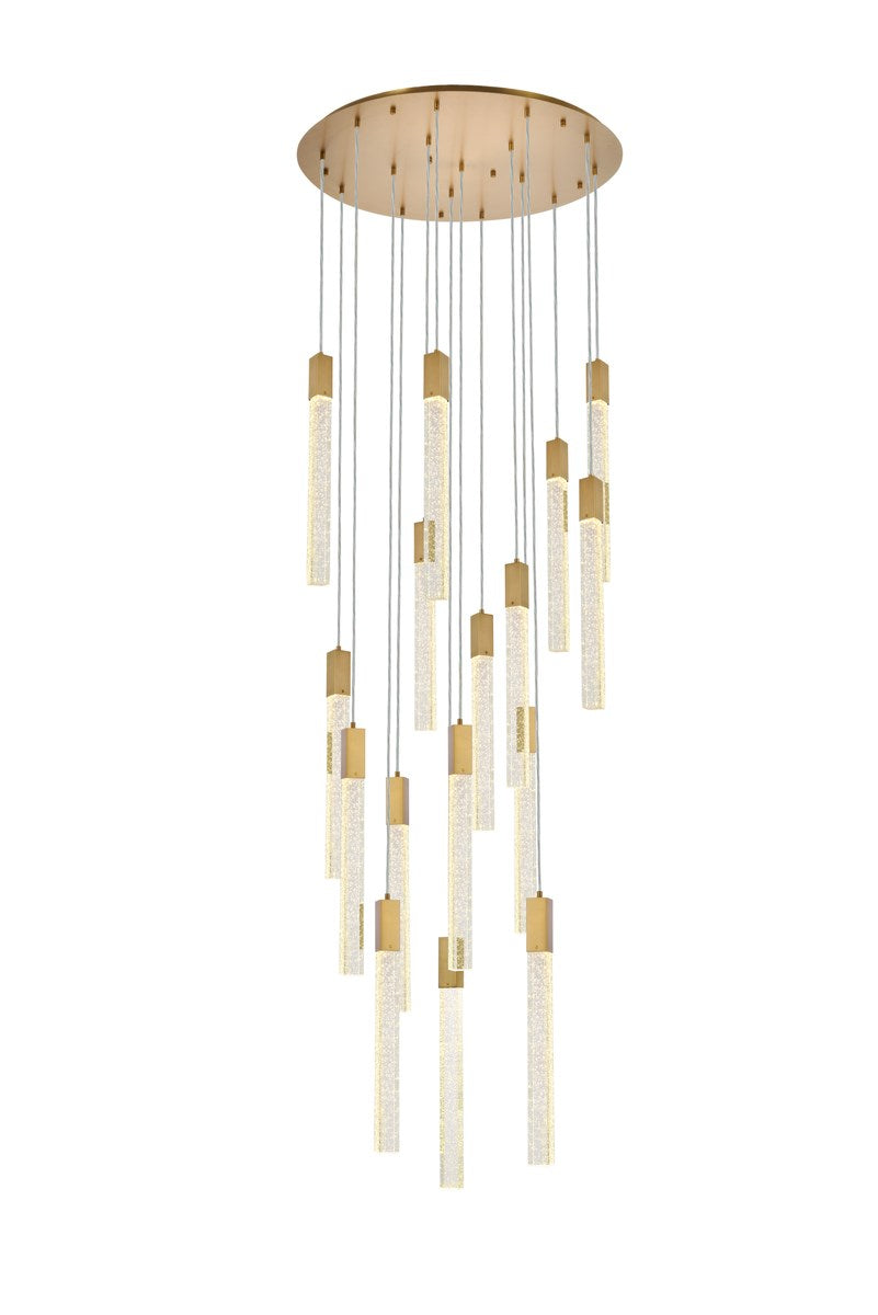16 Lights Pendant In Satin Gold
