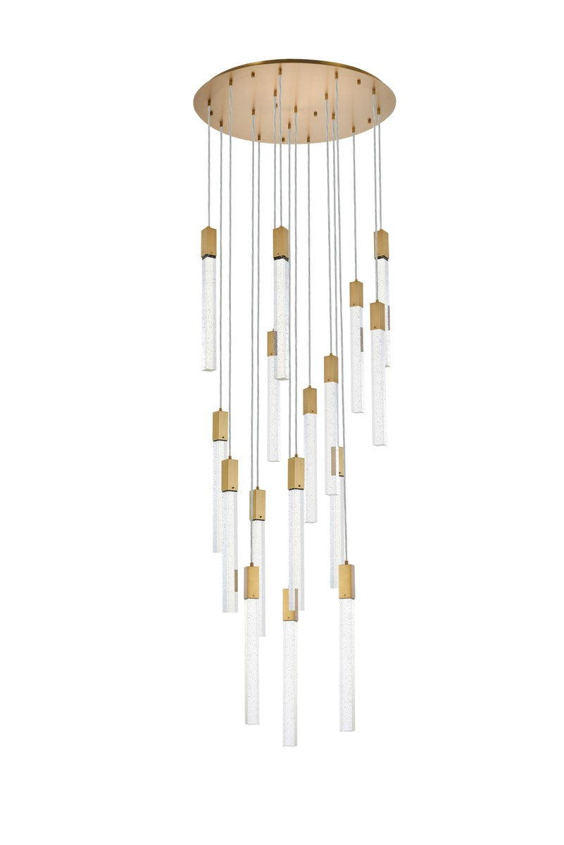 16 Lights Pendant In Satin Gold