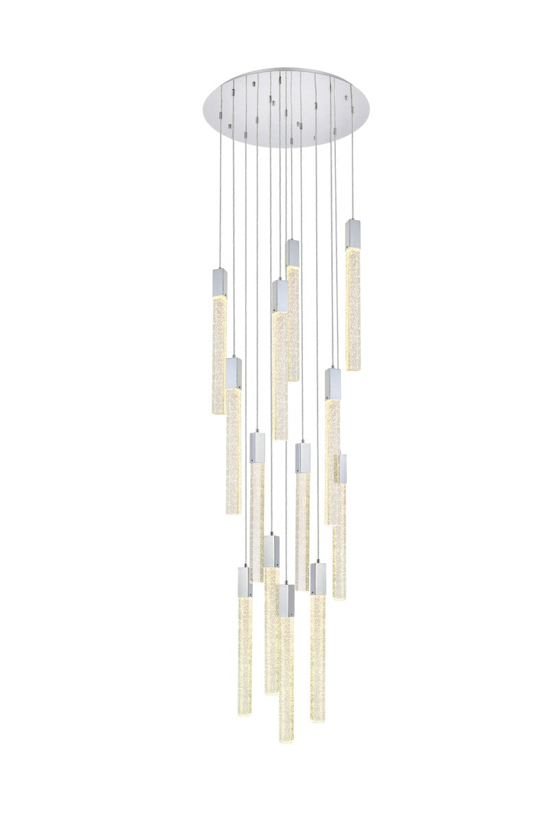 13 Lights Pendant In Chrome by Elegant Lighting