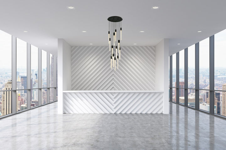13 Lights Pendant In Black