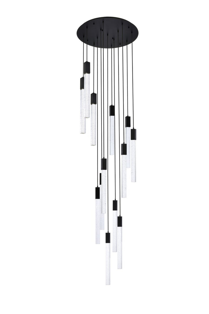 13 Lights Pendant In Black