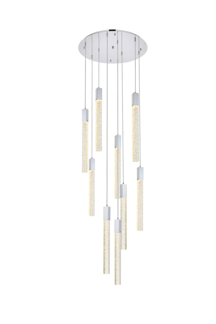 9 Lights Pendant In Chrome by Elegant Lighting