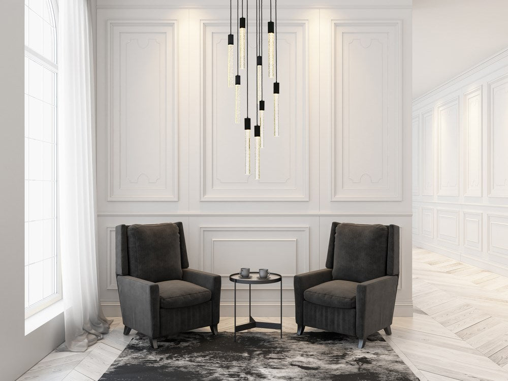 9 Lights Pendant In Black