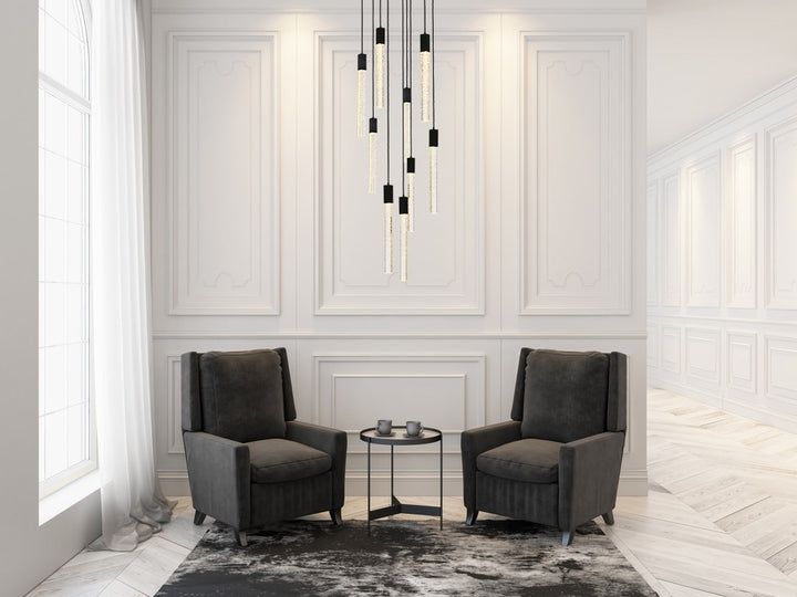 9 Lights Pendant In Black