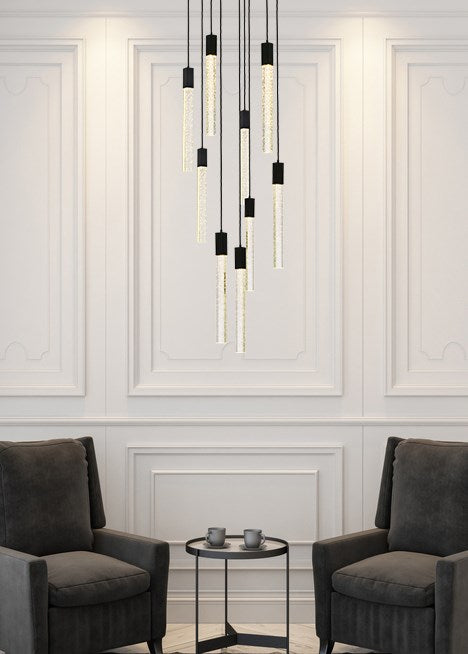 9 Lights Pendant In Black