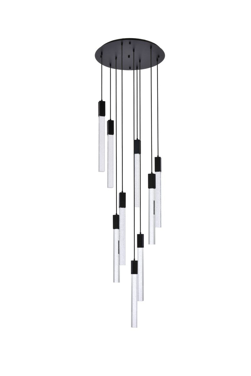 9 Lights Pendant In Black