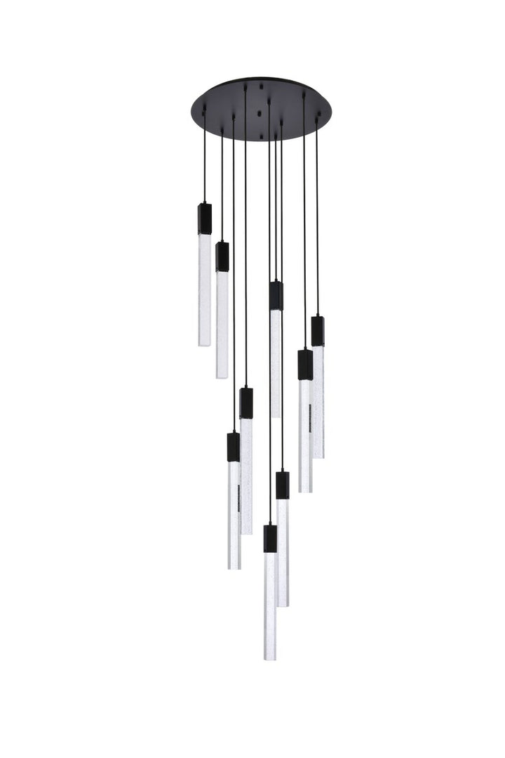 9 Lights Pendant In Black