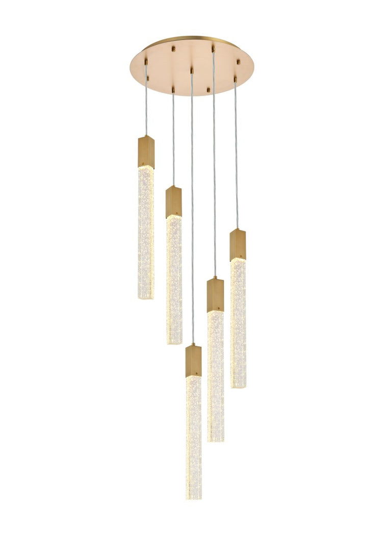 5 Lights Pendant In Satin Gold by Elegant Lighting