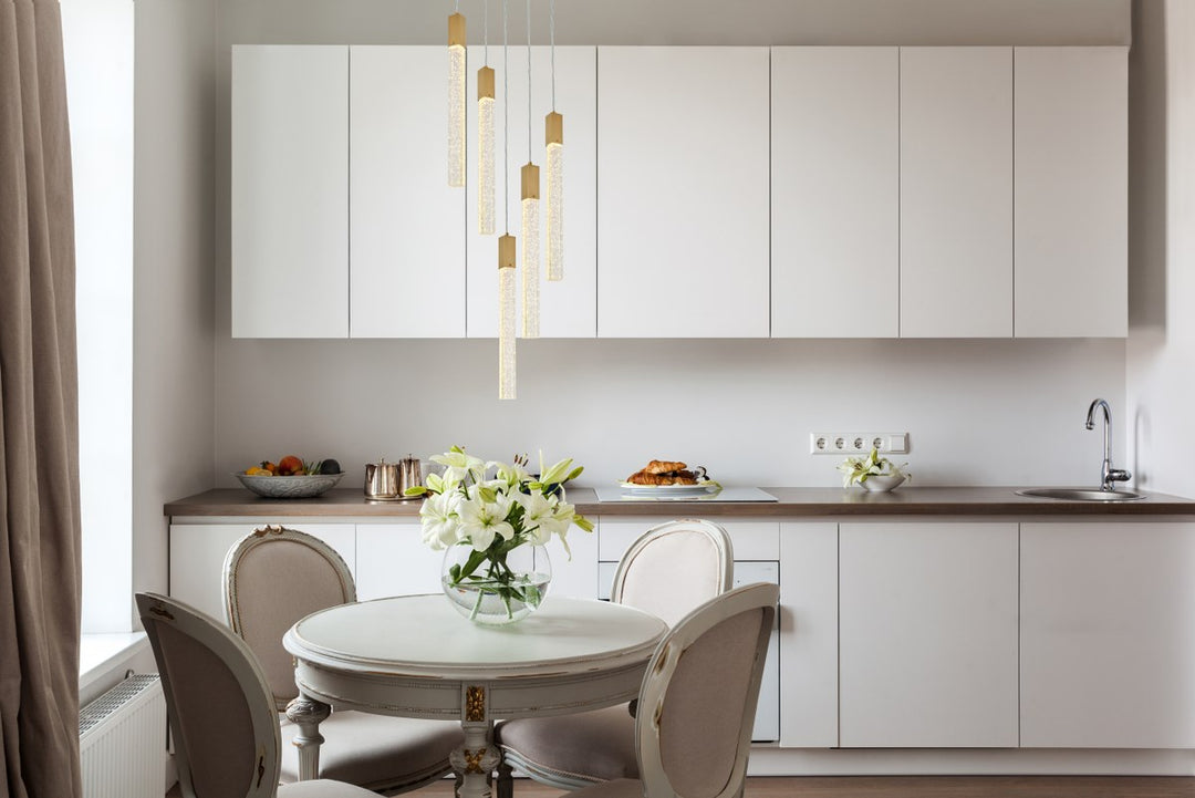 5 Lights Pendant In Satin Gold