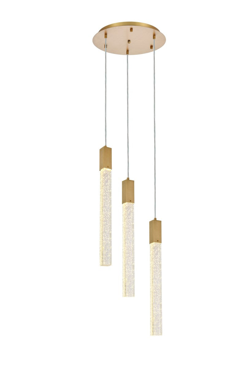 3 Lights Pendant In Satin Gold by Elegant Lighting