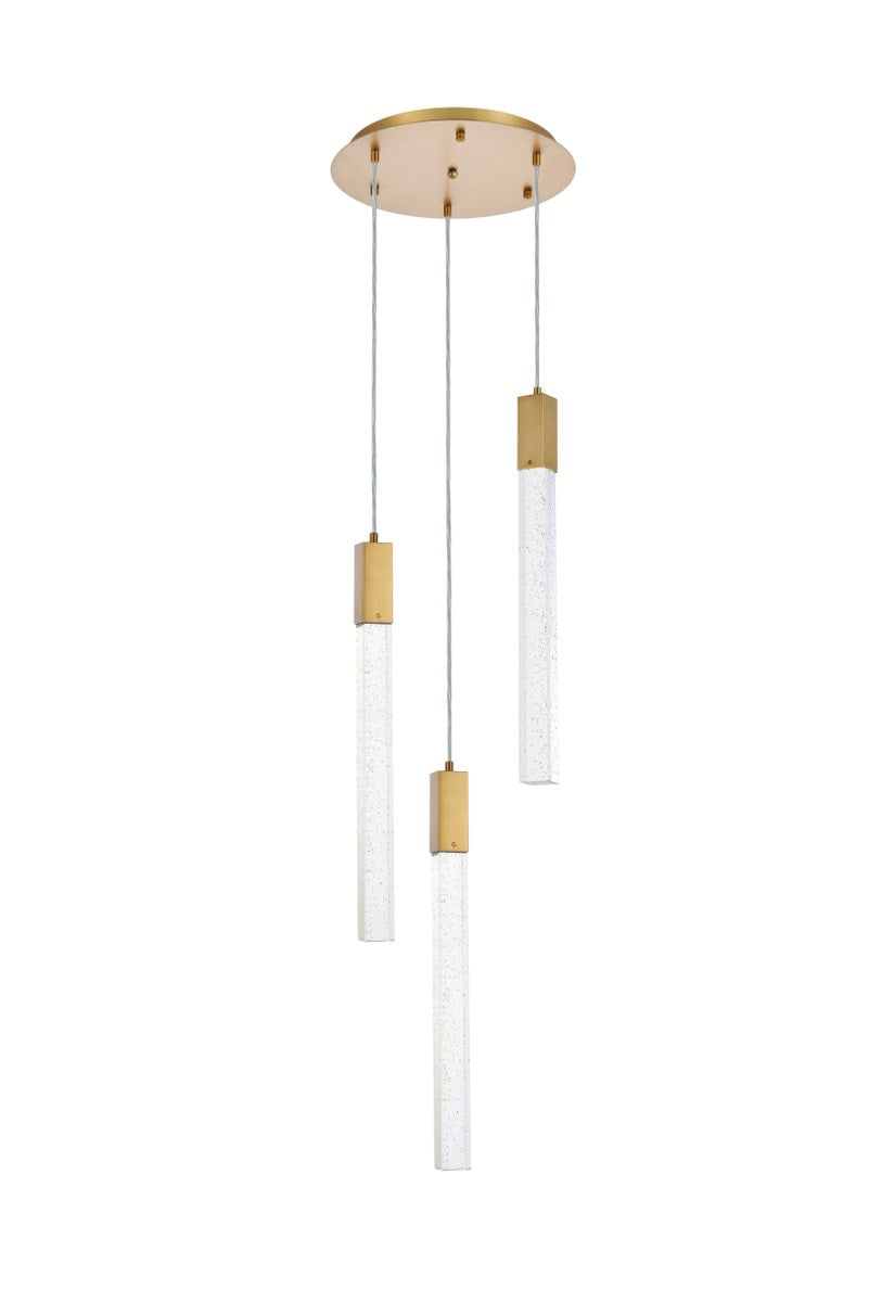 3 Lights Pendant In Satin Gold