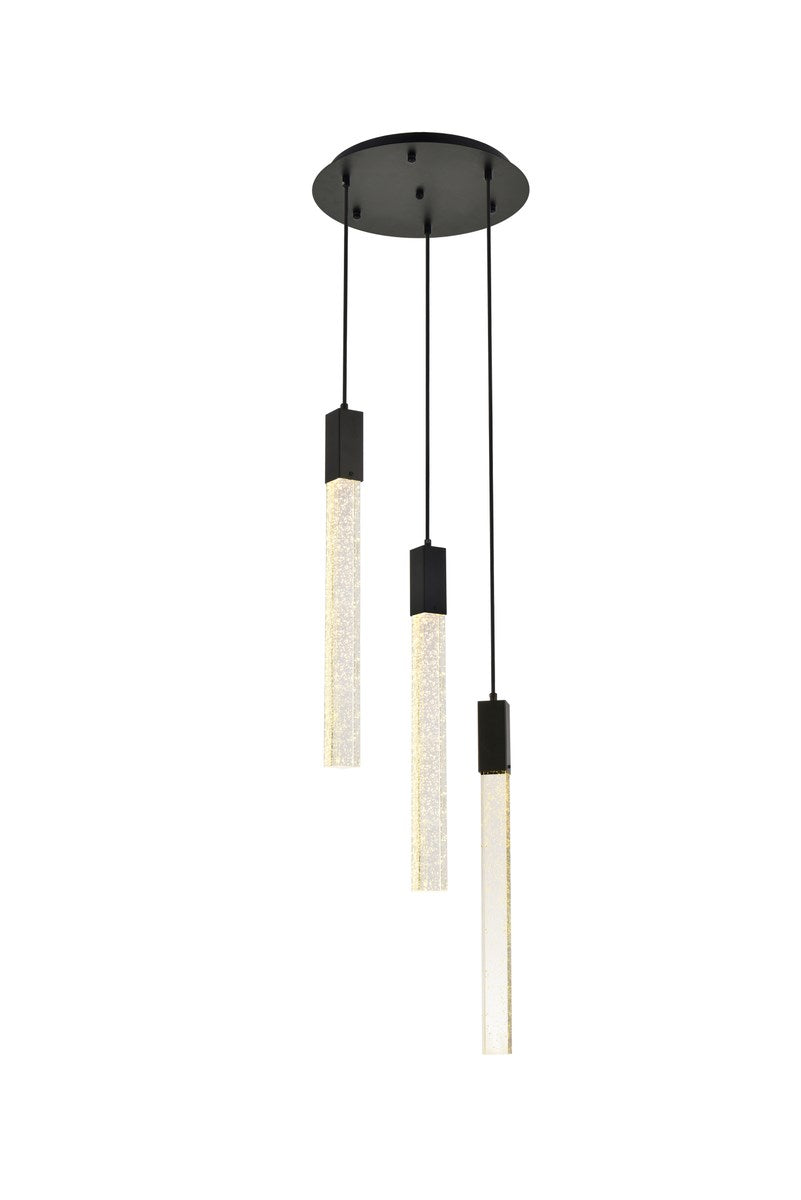 3 Lights Pendant In Black by Elegant Lighting