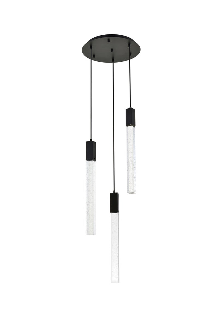 3 Lights Pendant In Black