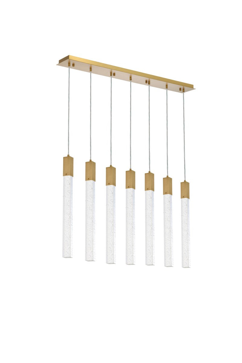 7 Lights Pendant In Satin Gold