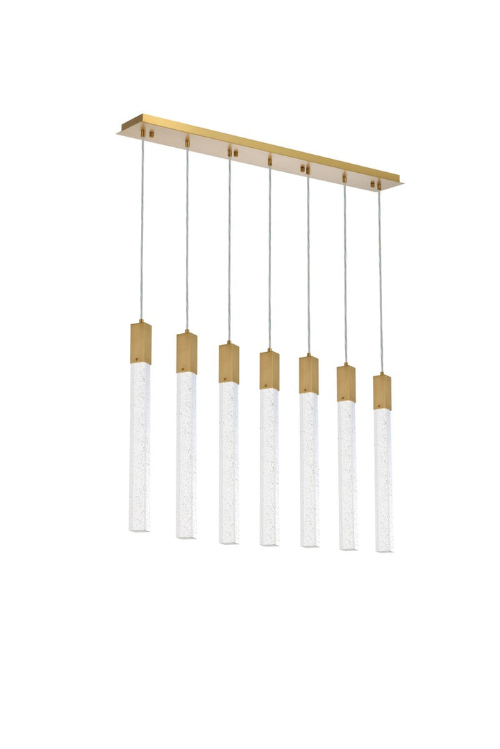 7 Lights Pendant In Satin Gold