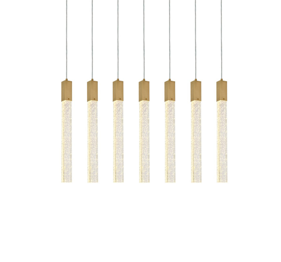 7 Lights Pendant In Satin Gold