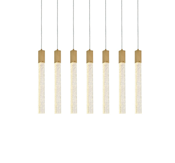 7 Lights Pendant In Satin Gold