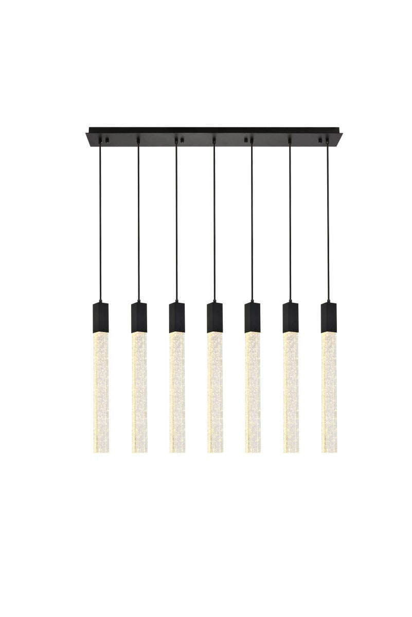 7 Lights Pendant In Black by Elegant Lighting