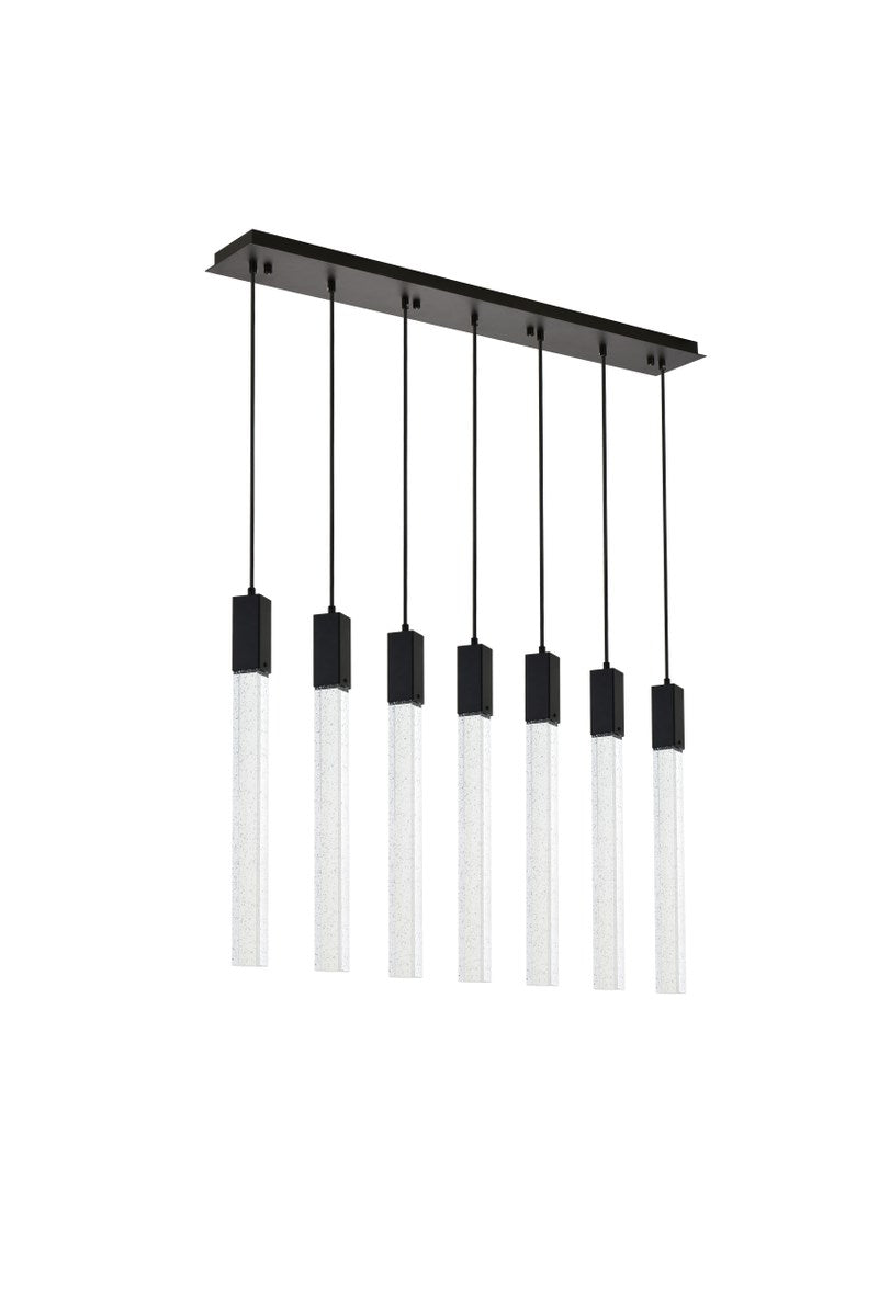 7 Lights Pendant In Black