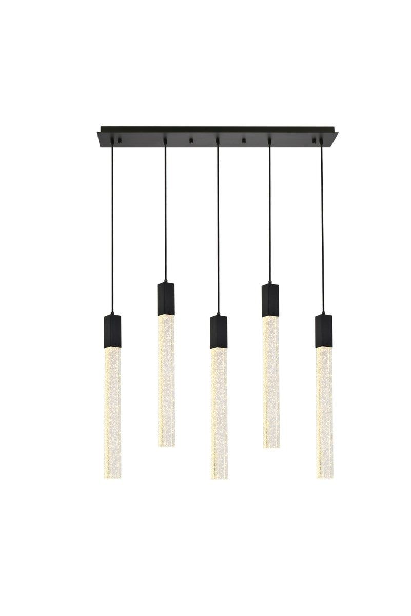 5 Lights Pendant In Black by Elegant Lighting