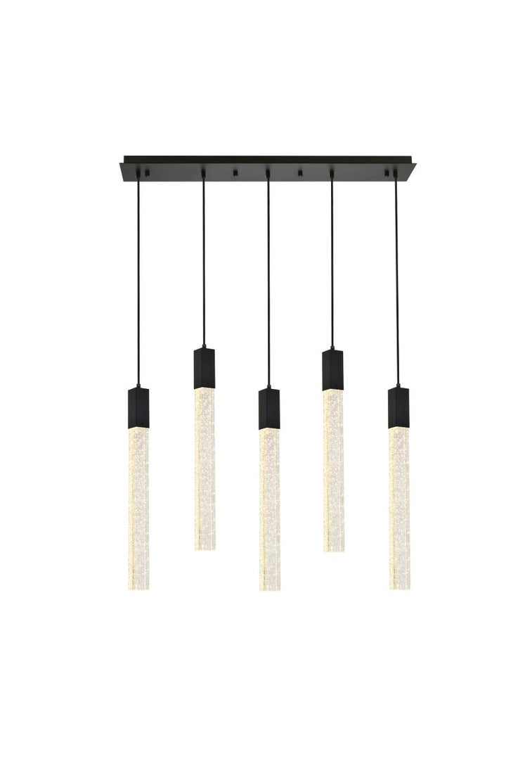5 Lights Pendant In Black by Elegant Lighting