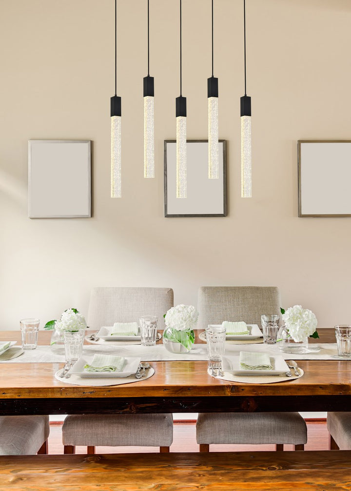 5 Lights Pendant In Black