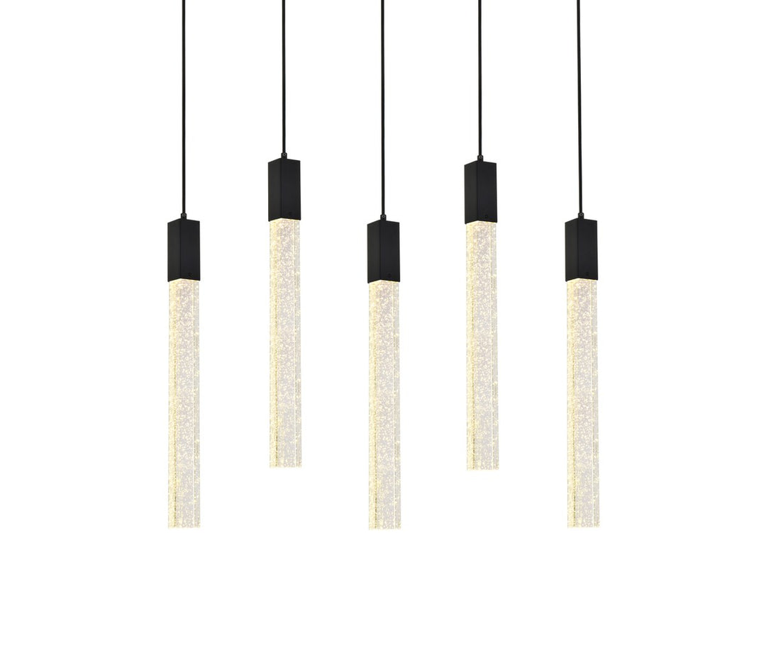5 Lights Pendant In Black
