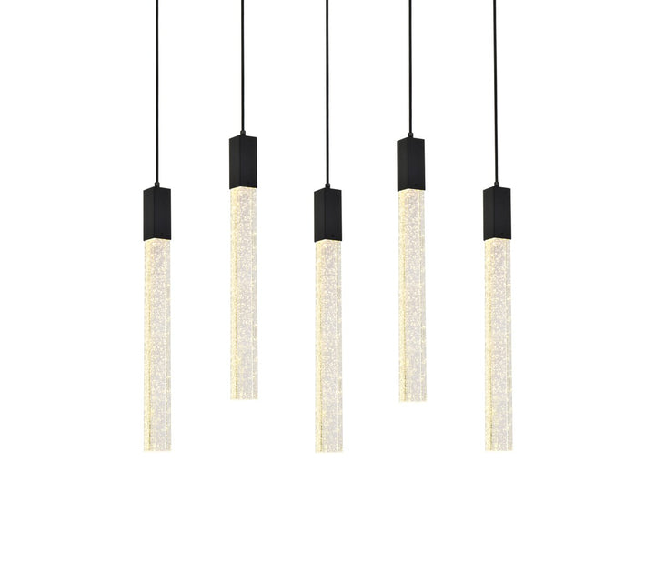 5 Lights Pendant In Black