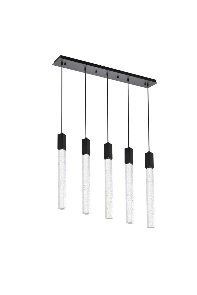 5 Lights Pendant In Black