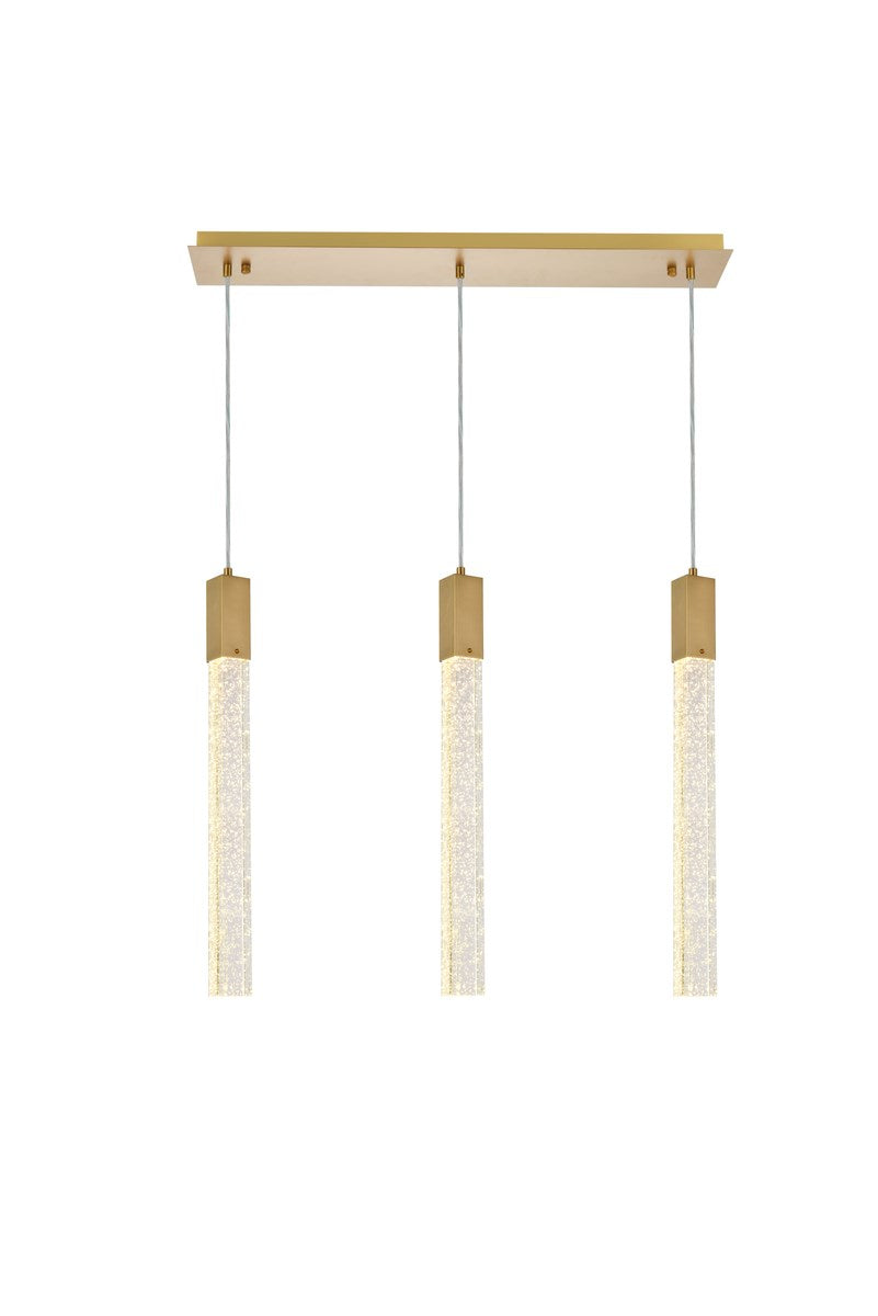 3 Lights Pendant In Satin Gold by Elegant Lighting