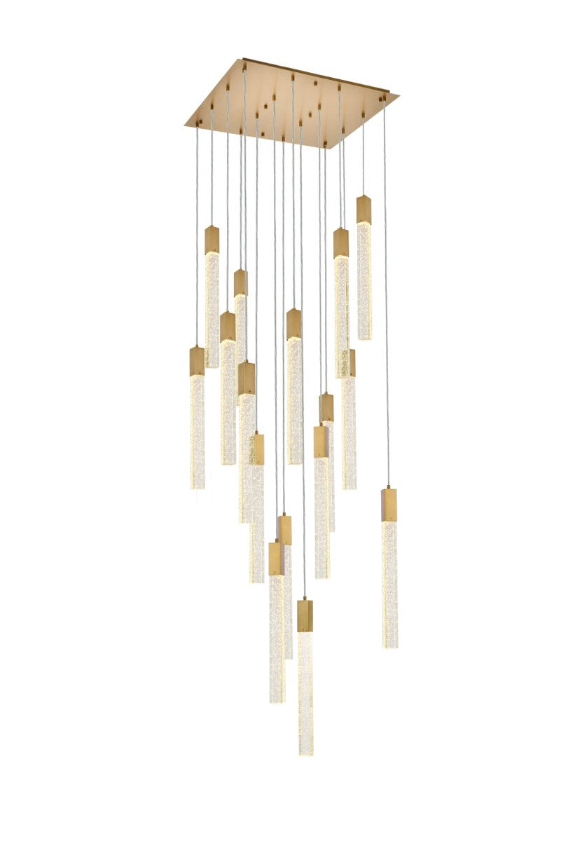 16 Lights Pendant In Satin Gold