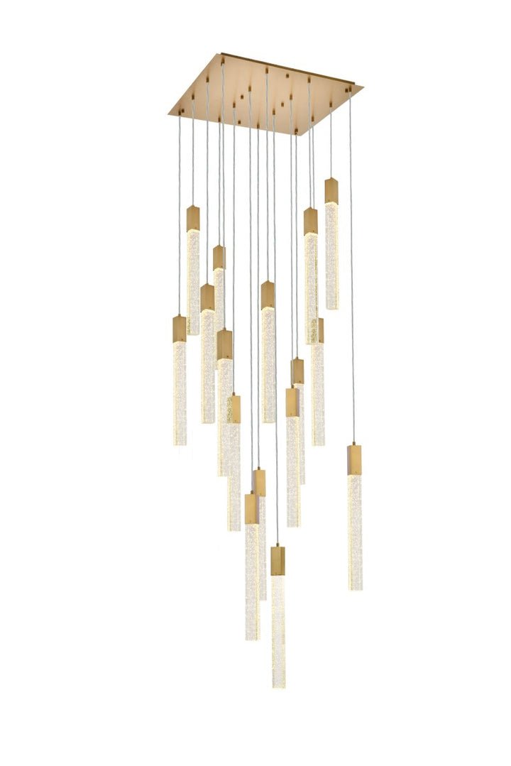 16 Lights Pendant In Satin Gold