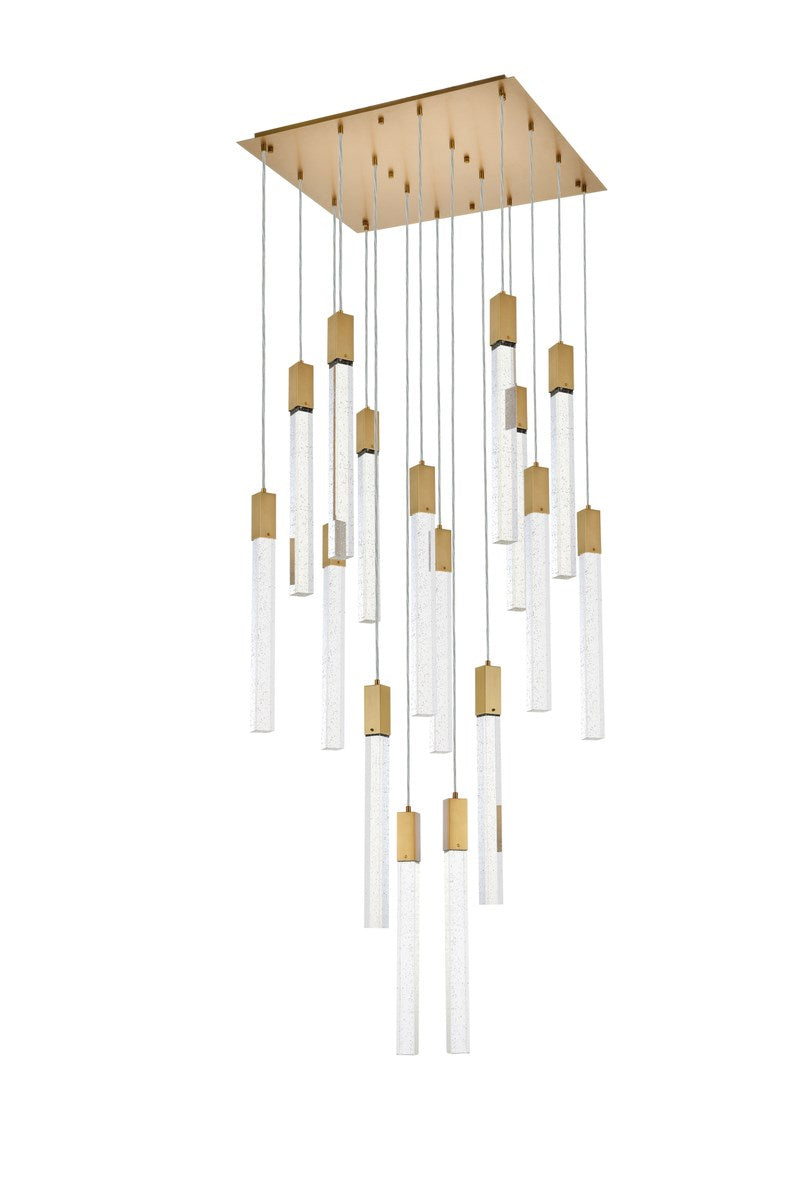 16 Lights Pendant In Satin Gold