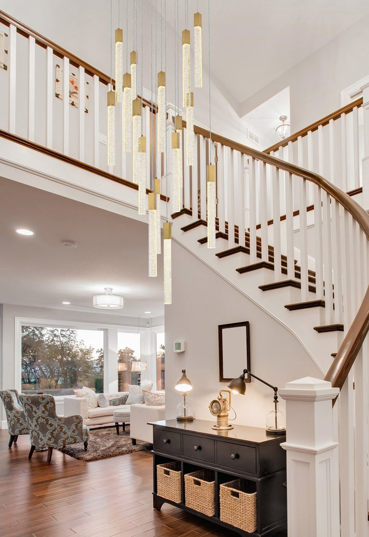 16 Lights Pendant In Satin Gold