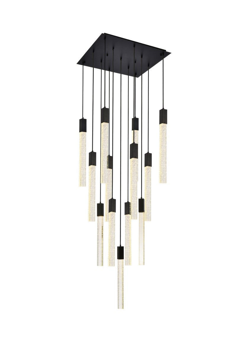 13 Lights Pendant In Black by Elegant Lighting